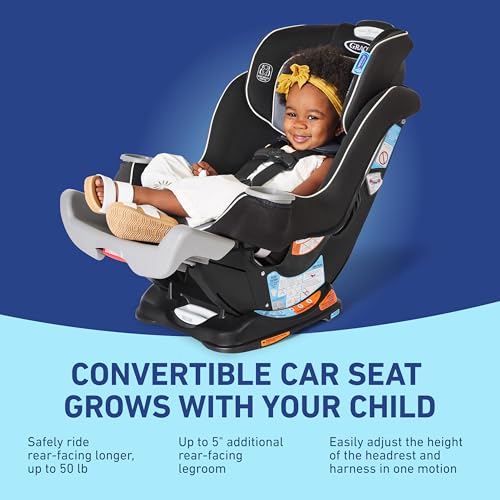 Graco® Extend2Fit Convertible Baby Car Seat, Rear and Forward Facing, Adjustable Extension Panel for Extra Legroom, Gotham