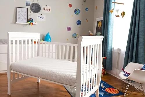 Lullaby Earth Breathe Safe 2-Stage Breathable Crib Mattress - Chemical Free, Dual Firmness Natural Mattress with Removable Washable Protector - Packaging May Vary