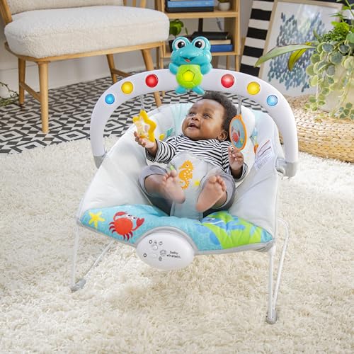 Baby Einstein Ocean Explorers Musical Bouncer Infant Seat, Kick to It Neptune, Unisex, for Ages 0-6 Months up to 20 lbs