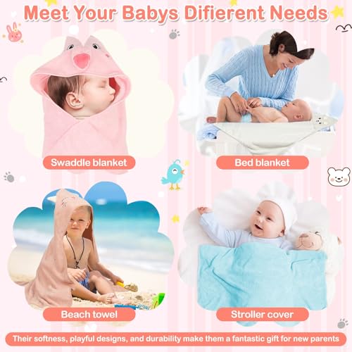 15 Pack Hooded Baby Towels, 5 Packs Soft Baby Bath Towels with Hood for Babies, 10 Packs Baby Washcloths for Newborns, Toddlers, and Kids- Absorbent, Baby Stuff Shower as Best Gifts for Boys and Girls