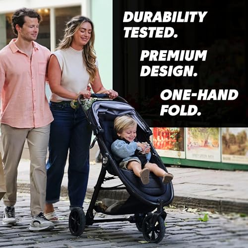 Baby Jogger® City Mini GT3 All Terrain Baby Stroller with Forever Air Rubber Tires, All Wheel Suspension, Lightweight Stroller with Magnetic Buckle, No-Rethread Harness, and Foot Brake, Frosted Ivory
