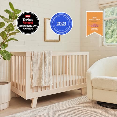 Babyletto Hudson 3-in-1 Convertible Baby Crib - GREENGUARD Gold Certified - Convertible Crib to Toddler Bed and Daybed - Baby Bed with 4 Adjustable Heights - Wooden Crib - Washed Natural