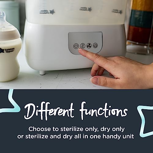 Tommee Tippee Steridryer Electric Steam Sterilizer and Dryer, White, for Baby Bottles and Feeding Accessories, Kills Viruses* and 99.9% of Harmful Microbes