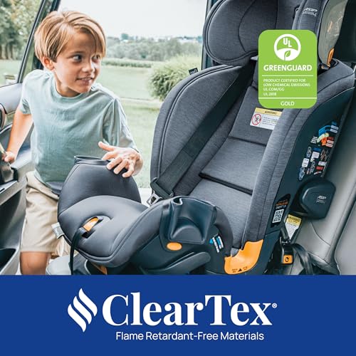 Chicco OneFit LX ClearTex All-in-One Car Seat with LeverLock Installation, Slim Design, Convertible Car Seat, Seat for Infants and Children 5-100 lbs, Ebony/Black