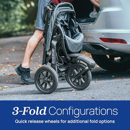 Chicco Activ3 Jogging Stroller Travel System, Activ3 Jogging Stroller with KeyFit 30 Infant Car Seat and Base, Solar/Grey