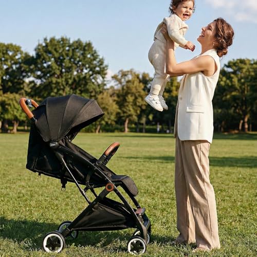 INFANS Lightweight Baby Stroller, Compact Infant with One-Hand Fold, Travel Stroller for Airplane with Cup Holder, Canopy 5-Point Harness Foot Cover for 6-36 Month