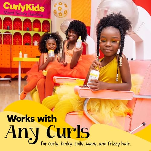 CurlyKids Textured Hair Care Set for Kids, Spray, Shampoo & Creme, 4 Pack