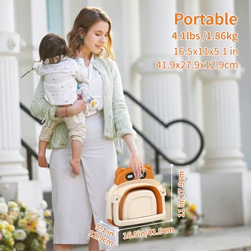 Kerbwry Collapsible Baby Bathtub for Newborn to Toddler (0-18 Months) - Foldable Baby Bath Tub with Soft Towel, Newborn& Infant Bathtub for Travel and Outdoor, Brown