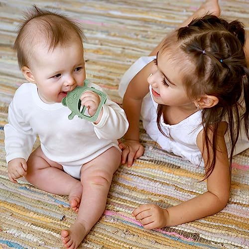 Eascrozn Baby Teething Toys for Infants 3+ Months Set of 3, Easy to Hold Silicone Teething Mitten with Soft Textures for Sensory Exploration and Teething Pain Relief, Baby Chew Toys for Sucking Needs