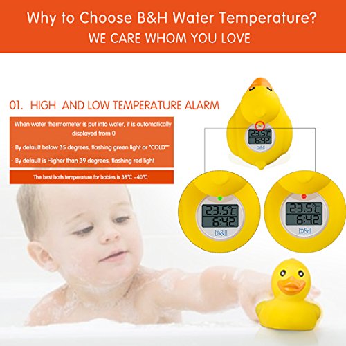 b&h Baby Bath Thermometer, The Infant Bath Floating Toy Safety Temperature Water Thermometer, Baby Bath Essentials (Classic Duck)