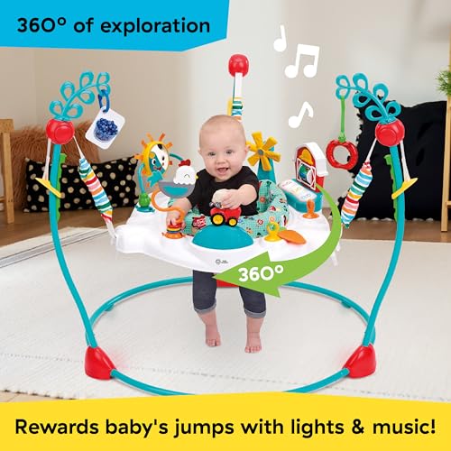 Baby Einstein Farm Explorers Jump & Learn Barnyard 2-in-1 Baby Jumper Activity Center with Interactive Toys, Music, Lights, & Sounds, Ages 6-12 Months