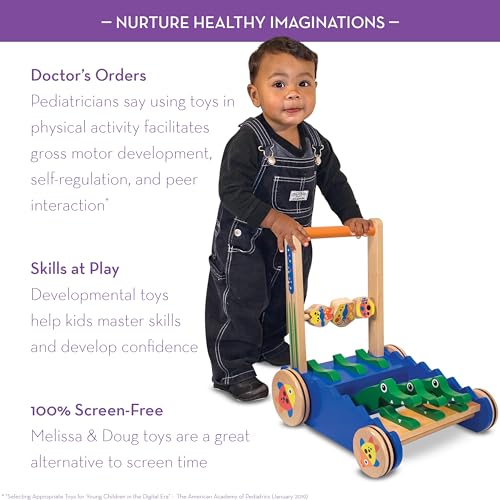 Melissa & Doug Deluxe Chomp and Clack Alligator Wooden Push Toy and Activity Walker