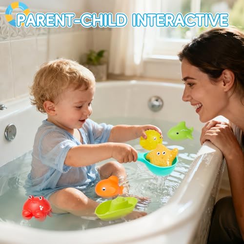Baby Bath Toys for Kids Ages 1-3, 16PCS | Easy Clean Mold Free Bath Toys Toddlers 2-4 | Bathtub Pool Water Table Toys for Babies & Toddlers | Bath Boats Spoons Bucket Watering Can Tub Toy for Toddlers