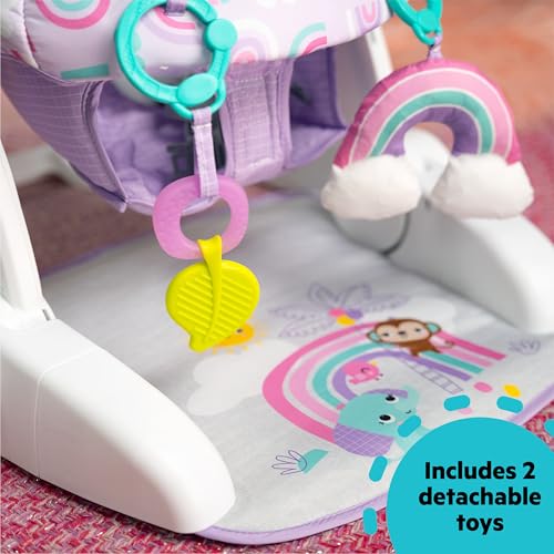 Bright Starts Learn-to-Sit Baby Floor Seat, 2-Positions Grow with Infant, Portable Baby Chair, Includes Sensory Toys, Unisex, 4-12 Months, Purple Paradise