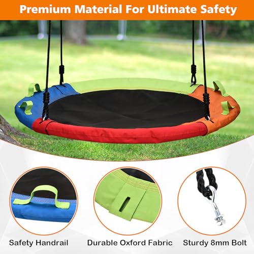 Tree Swing, Saucer Swing, 40 inch 900lbs Weight Capacity, with Adjustable Hanging Straps, for Backyard Outdoor, Multicolor, Circle Round Disc, Gifts for Kids
