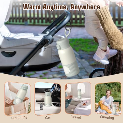 UKEXE Portable Bottle Warmer for Breast Milk,Formula or Water 13oz Large Capacity,100W Power Fast Warming & Precise Temp Control Baby Milk Warmer for Travel