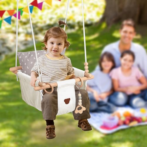 2 in 1 Baby Jumper with Toddler Swing, Baby Jumpers and Bouncers,Indoor Outdoor Toddler Swing Set, Cotton