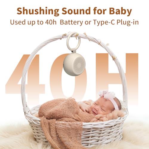 Portable Travel Sound Machine White Noise Machine 40h Battery Brown Noise Machine 30 Soothing Sounds & Hushing Sound for Baby 4 Timers Memory Function 32 Adjustable Volume for Kids Adults Home Office