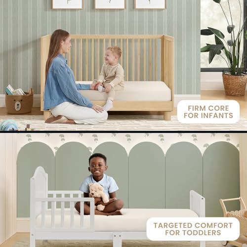 Delta Children CleanEarth Certified Organic Crib and Toddler Mattress – GOTS Certified, Non-Toxic Breathable Baby Mattress - Regulates Temperature, 10-Year Warranty