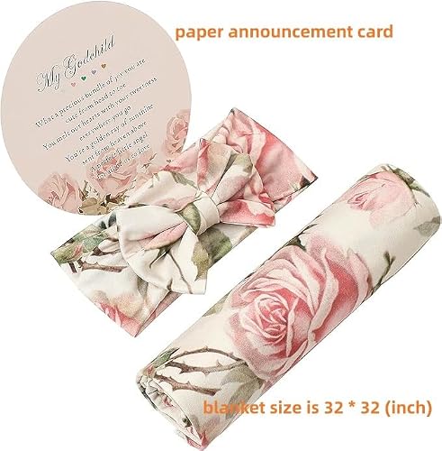 Galabloomer Newborn Receiving Blanket Headband Set Baby Flower Swaddle