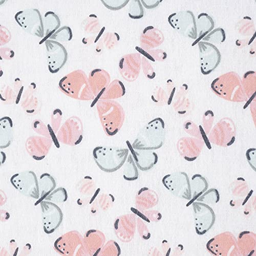 Gerber Girls Newborn Infant Baby Toddler Nursery 100% Cotton Flannel Receiving Swaddle Blanket, Butterfly White, Pack of 5