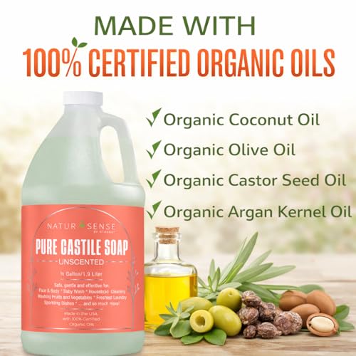 Organic Castile Soap Liquid Unscented 64 oz - Baby Body Hand Wash Shampoo