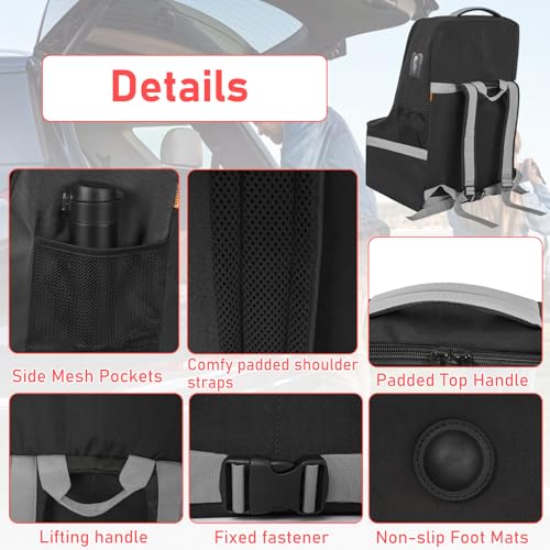 IBVIVIC Padded Car Seat Travel Bag for Airplane, Heavy Duty Car Seat Bag for Air Travel Gate Check Carseat Carrier Bag with Shoulder Strap, Fits Most Baby & Infant Car Seats