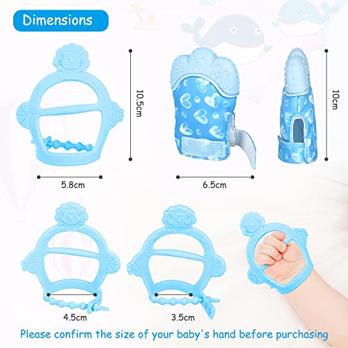Vicloon Silicone Teething Mitt, 2Pcs Baby Teething Mitten with Adjustable Strap, Crinkle Sound and Textured, Self Soothing Baby Chew Toys for 0-6 Month Infants