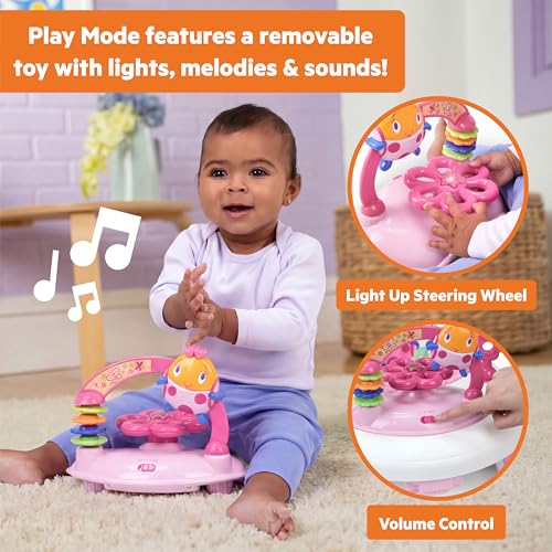 Bright Starts JuneBerry Walk-A-Bout Baby Walker and Entertainer, with Easy Fold Frame for Storage, Ages 6 Months +