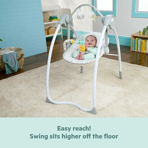 Bright Starts Disney Baby Winnie The Pooh Milestone Swing, Classic Pals, Foldable Design with Toys & Melodies, Unisex, Newborn+ (6 20 lbs)