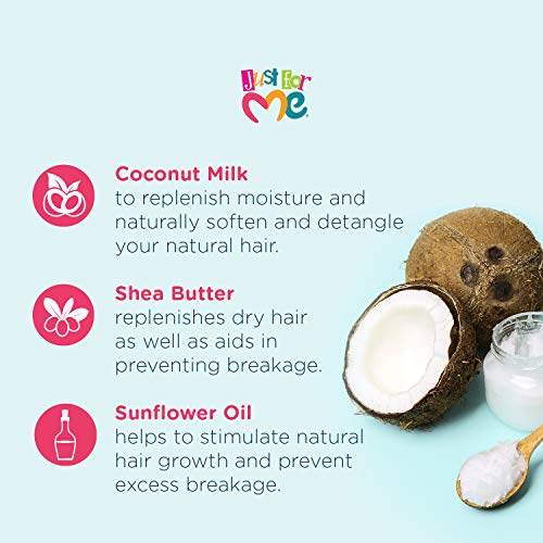 Just For Me Natural Hair Milk Smoothing Edges Creme, Tames Edges & Adds Shine, With Coconut Milk, Shea Butter, Vitamin E & Sunflower Oil, 6 Ounce