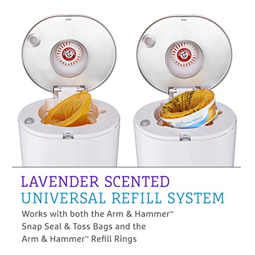 Munchkin® STEP™ Diaper Pail Powered by Arm & Hammer, #1 in Odor Control, Award-Winning, Includes 21 Snap, Seal & Toss™ Bags, 1 Starter Refill Ring, and 1 PUCK™ Baking Soda Cartridge