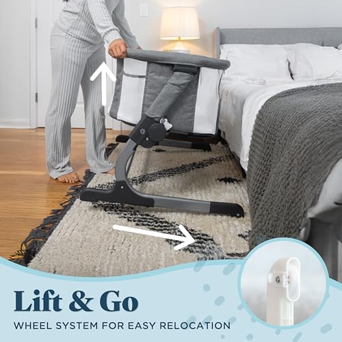 Baby Delight Beside Me Dreamer Bassinet | Bedside Sleeper | 6-Position Height Adjustment | Charcoal Tweed