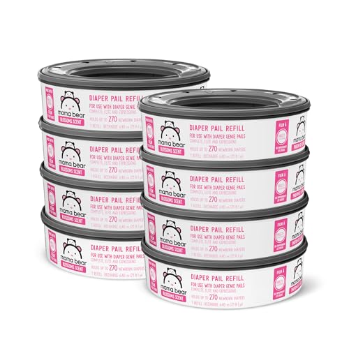Amazon Brand - Mama Bear Blossoms Scented Diaper Pail Refills for Diaper Genie Pails with Odor Elimination, 2160 Count (8 Packs of 270 Count)