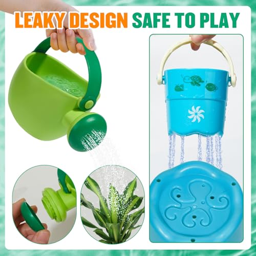 16PCS Baby Bath Toys for Kids Ages 1-3, Mold Free No Hole Bath Toy Set, Easy Clean Bathtub Pool Water Table Toys for 1 2 3 Year Old, Floating Boats Bucket Watering Can Bath Toys for Babies 12+ Months