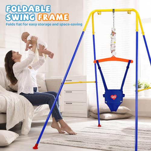 UMIKOOL DIRECT Baby Jumper with Stand, Jumper for Baby 6-24 Months, Baby Jumpers and Bouncers with Adjustable Chain, Easy to Assemble & Store, Infant Jumper for Indoor/Outdoor Play