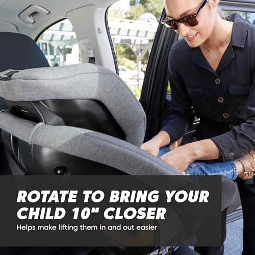 Baby Jogger City Turn Rotating Car Seat 180-Degree Turn, Lightweight Convertible Car Seat, Rear Facing to Forward Facing for Newborn to Toddlers, Coolmax Fabric, Onyx Black