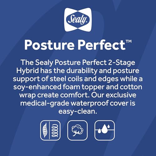 Sealy Baby Posture Perfect Breathable Crib Mattress, GREENGUARD Gold Certified, Made in USA, 2 Stage Hybrid Memory Foam & 150 Premium Coils, Toddler Bed Fit, Safety & Quality Tested, 52x28"