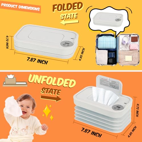 2026 New Baby Wipe Warmer and Baby Wet Wipes Dispenser | Foldable Portable Large Capacity Baby Wipes Warmer for Babies | Innovative Foldable Design | Fast and Even Heating Diaper Wipe Warmer