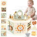 Joyreal Wooden Activity Cube - 11-in-1 Montessori Toys for 1+ Year Old Boys & Girls, Early Developmental Learning Toys for Toddlers and Kids, Ideal 1st Birthday Gift Toys for Baby(Animal Theme)
