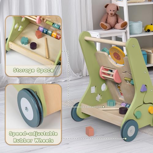 Bautia Wooden Baby Walker, Montessori Walker for Babies 6-12 Months, Push Walking Toys for 1 Year Old Learning to Walk
