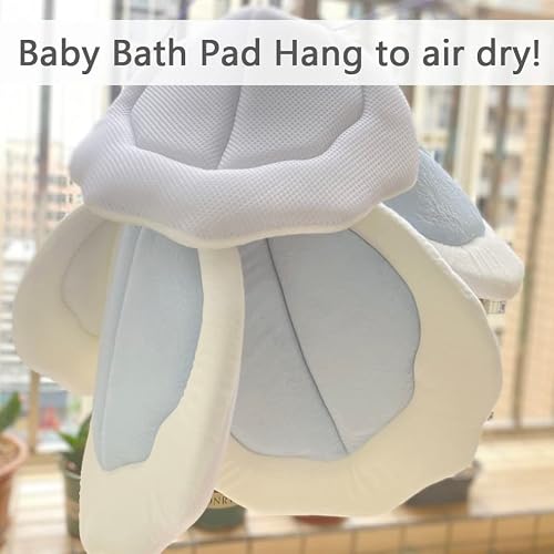 TOFOAN Baby Bath Pad for Infant Bathtub Sink Flower Mat Tub Little Lotus - Petal Soft Supports Lounger Newborn Bathing Insert Seat Baby Essentials - Baby Gifts - 31" (Blue)