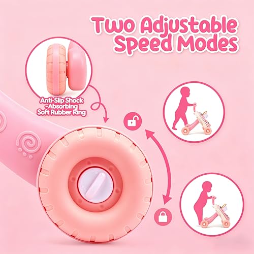 CUTE STONE 2-in-1 Baby Walker for Girls, Toddlers Learning Walker, Early Educational Push Walking Toys with Detachable Activity Center for Infants 12+ Months