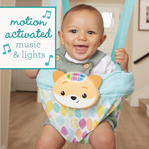 Infantino 2-in-1 Music & Lights Fox Doorway Jumper, Engaging Activity Jumper with Adjustable Strap & Motion-Activated Sounds for Babies 4 Months+