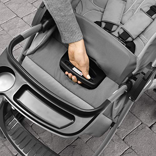 Chicco Mini Bravo Plus Travel System, Mini Bravo Plus Stroller with KeyFit 30 Infant Car Seat and Base, Slate/Grey