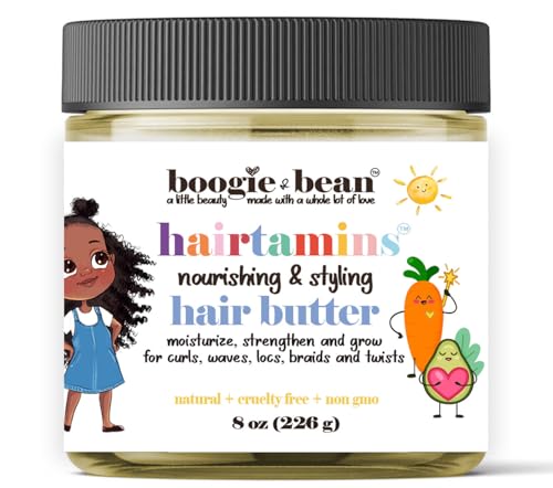 Boogie and Bean Kids Moisturizing Hair Butter for Hair Growth; Natural Hair Products for Black Kids; Infants Curly Hair, Twists and Braids Pomade.