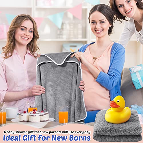 Reginary 4 Pack Baby Hooded Towels Coral Fleece Baby Bath Towels 30 x 30 Inch Soft Absorbent Hooded Bath Blanket for Newborn Toddler Infant Boy Girl Shower Gift Supplies (Gray)