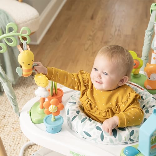 Ingenuity 3-in-1 Baby Jumper and Activity Center with Lights and Sounds – Converts to Toddler Play Table, 4 Adjustable Heights, Wood Legs, Ages 4 Months to 3 Years