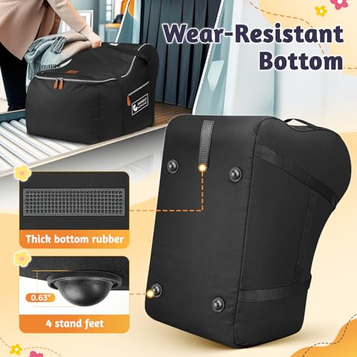 YOREPEK Car Seat Travel Bag Fits Infant Carseat with Anti-Rebound Bar Base, Padded Carseat Bags for Air Travel, Car Seat Airplane Cover with Side Pocket for Baby Essentials, Black
