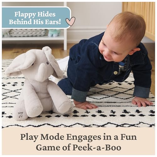 GUND Baby Animated Flappy the Elephant Plush, Singing Stuffed Animal Baby Toy for Ages 0 and Up, Gray, 12"